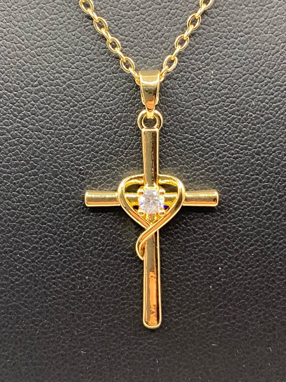 Gold Heart Wrap Cross Pendant Necklace - Women Jewelry